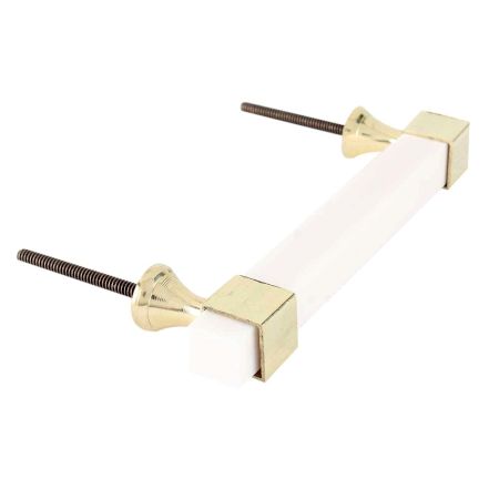 White Resin And Brass Small Door Handles